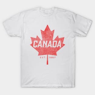 Canada Est. 1867 Vintage Faded Canada Maple Leaf  design T-Shirt